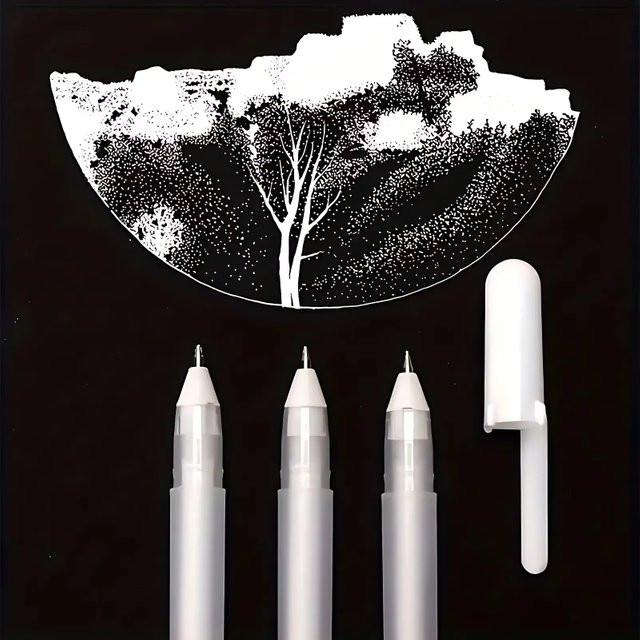 Kawai 5-teiliges Set weiße Marker-Gelstifte mit feiner Spitze für Kunstzeichnungen, Comics und Illustrationen - Bild 1