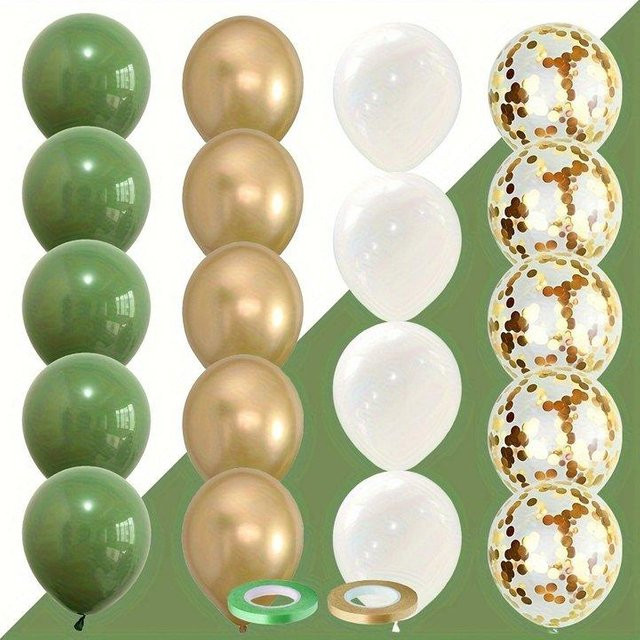 20 Stück Ballon-Set für deine Abschlussfeier und Geburtstagsdekoration in Grün, Gelb, Gold und Beige von SZ-Damai - Bild 1