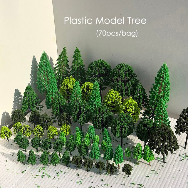 FunTrying Miniatur-Plastikmodell-Baumset, 70-teiliges Set, Natur, Kunststoff - Bild 1