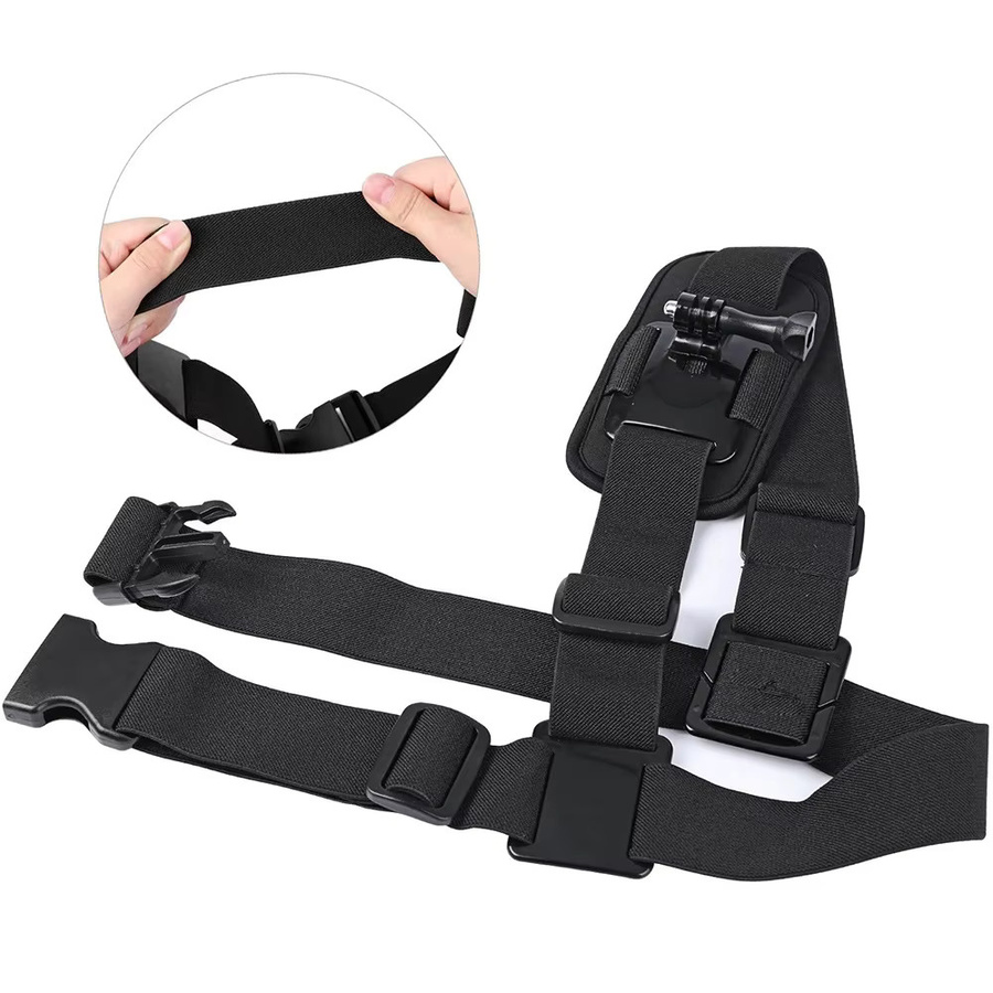 360 Grad Schultergurt-Adapter und Brustgurt-Montage für GoPro Hero 12 11 10 9 8 7 6 5 4 3+ Black Edition und Xiaomi Yi in Schwarz - Bild 3