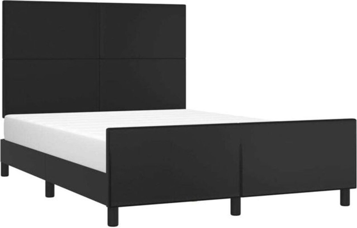 vidaxl Polsterbett mit Kopfteil aus Kunstleder in Schwarz B/T/H: 140 x 190 cm - Bild 1