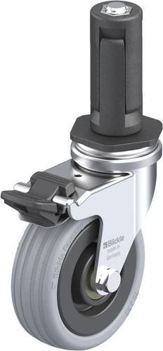 Blickle Lenkrolle LRA-VPA 75K-FI-ER03 mit Feststeller in Schwarz und Grau, Rad-Durchmesser: 75 mm, Tragfähigkeit: 60 kg - Bild 1