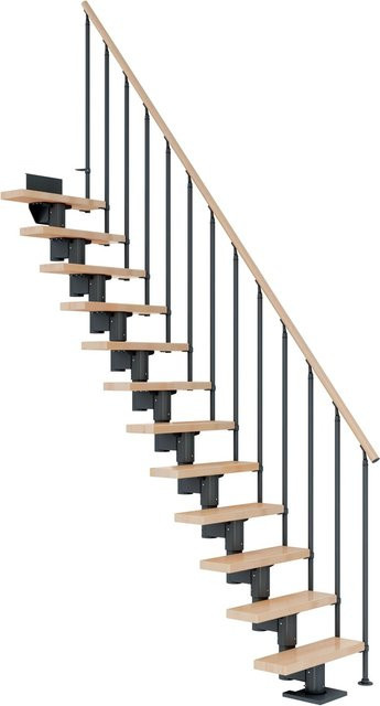 Dolle Mittelholmtreppe Dublin aus Buche in Anthrazit, gerade mit 13 Stufen für eine Raumhöhe bis 315 cm, Breite: 65 cm - Bild 1