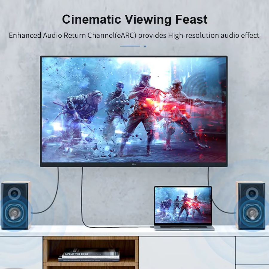 LMCNZZ HDMI 2.1 Optisches Glasfaserkabel in Schwarz mit 8K 60Hz, 4K 120Hz und 48Gbps für TV und Projektoren - Bild 6