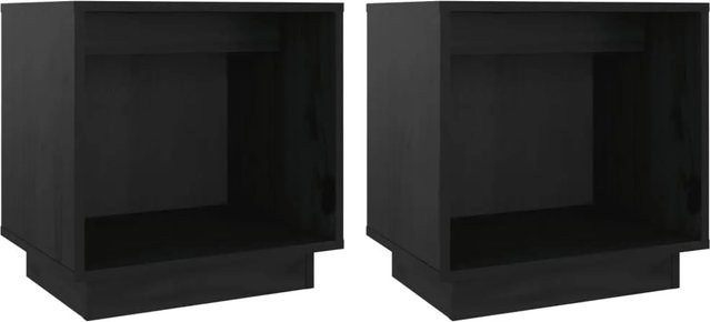 vidaXL Nachttische 2er Set aus Kiefer-Massivholz in Schwarz, modern, B/T/H: 40 x 30 x 40 cm - Bild 1