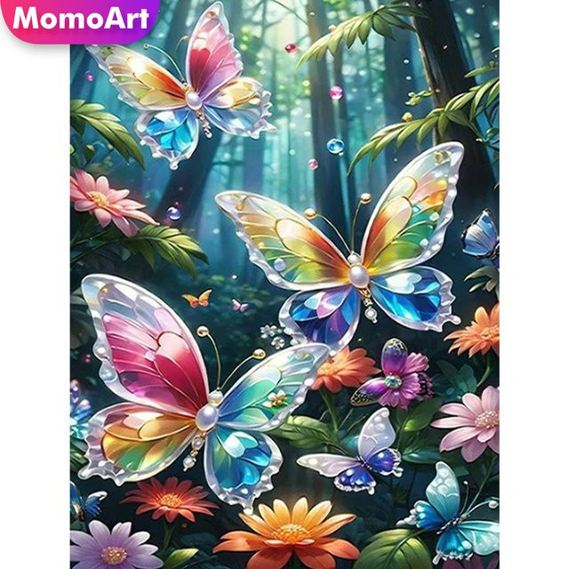 MomoArt Diamant-Stickerei Schmetterling DIY Mosaik-Set in Multicolor, B/H: 40 x 30 cm - Bild 1