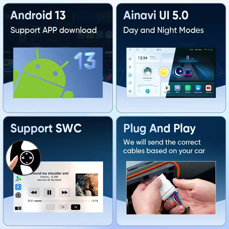 Ainavi Autoradio für Renault Dacia Duster 2024 2025 2026 mit drahtlosem Carplay, Android Auto, 4G und DSP 48EQ in Schwarz - Bild 5