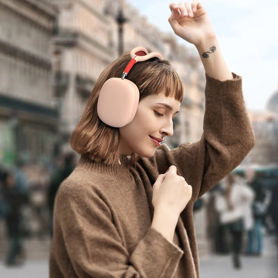 Stoßfeste Silikon Hülle für Apple AirPods Max mit Abdeckung für Ohrpolster und Stirnband in Schwarz und Pink - Bild 2