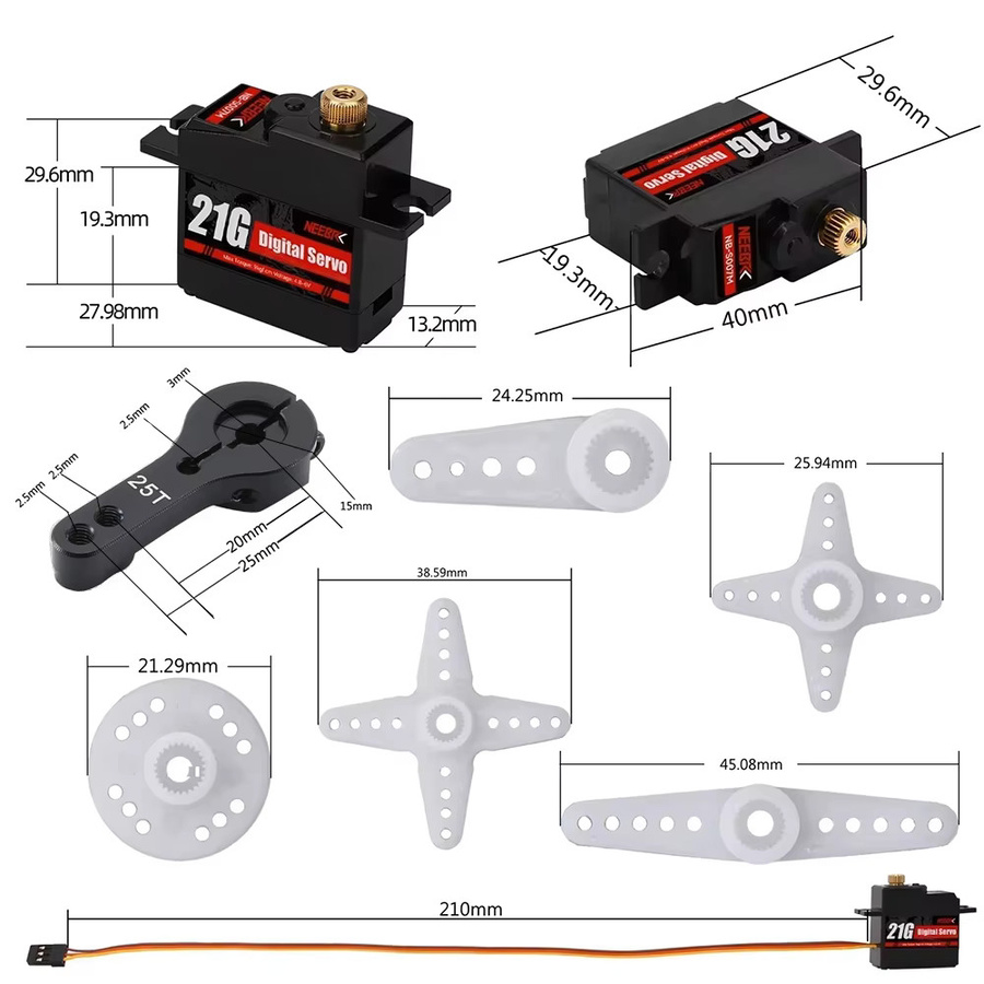 NEEBRC Metal Gear Wasserdichtes digitales RC-Servo, Metall, Schwarz - Bild 4