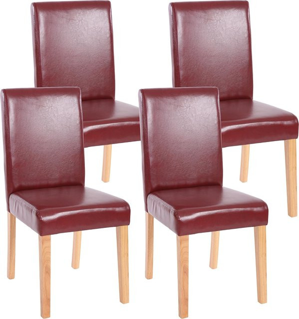 MCW Esszimmerstuhl Littau 4er-Set aus Kunstleder in Rot-Braun mit Hartholzbeinen - Bild 1