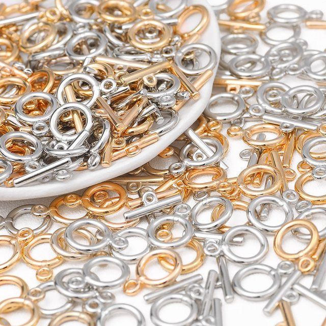 wlyees CCBoT-Verschlüsse, Weißgold/KC-Gold, 16/21mm, 20 Stück - Bild 1