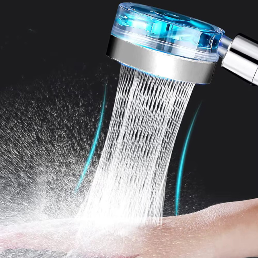 IOUHAPPY Hochdruck-Duschkopf mit Filter und Turbo-Funktion, wassersparende Regen-Handbrause in Blau und Silber - Bild 4