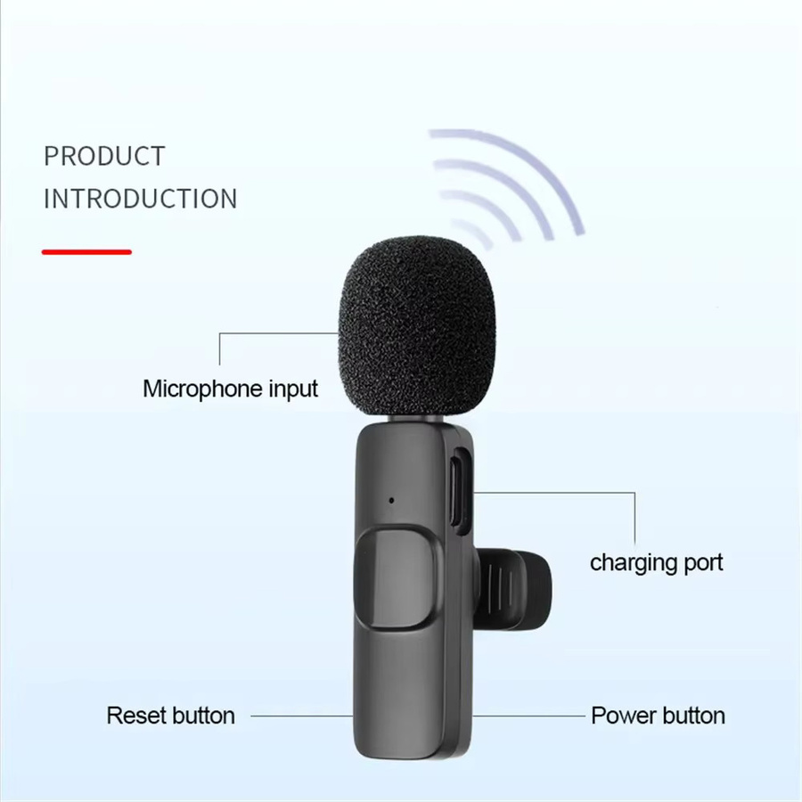 KEBIDU Kabelloses Lavalier-Mikrofon mit Geräuschunterdrückung in Schwarz für Audio- und Videoaufnahmen, Gaming und Live-Übertragungen - Bild 4