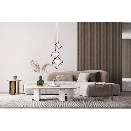 Näve Pendelleuchte Cadre 3-flammig in Schwarz aus Metall und Glas, B/T/H: 40 x 40 x 147 cm - Bild 3