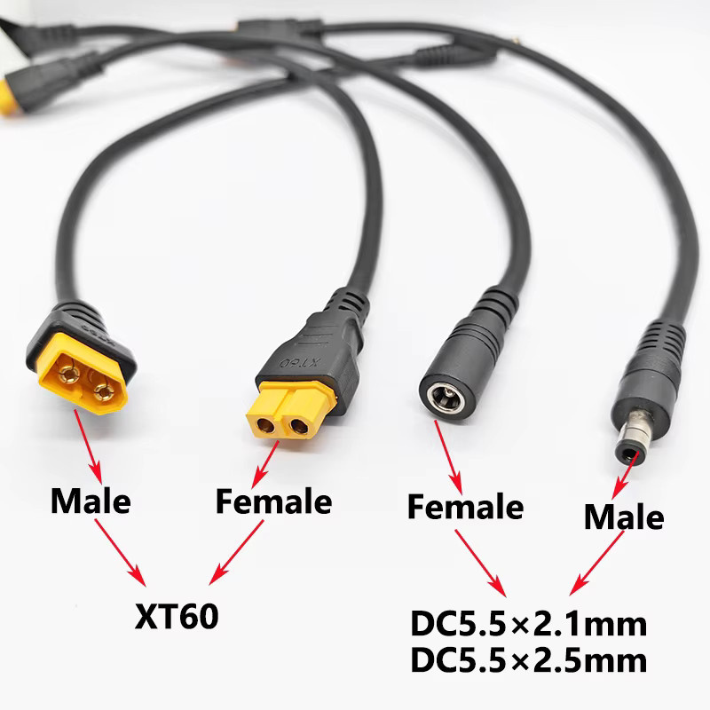 YuXi XT60 auf DC5521/5525 Netzkabel Adapter, schwarz, Länge: 30 cm - Bild 3