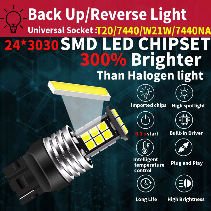 Neallor LED Canbus Rückfahrlicht Set in Weiß, 2 Stück T20 W21W WY21W 7440 7440NA 7505 DC 12V DRL Backup Lampe - Bild 2