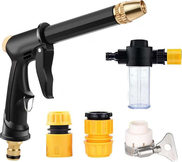 Tragbare Hochdruck-Wasserpistole in Schwarz für Autoreinigung und Gartenbewässerung als Schlauchdüse und Schaumwasserpistole - Bild 1