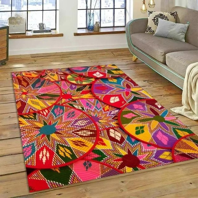 Lodestar Mandala-Teppich mit Blumenmuster, bunt, rutschfest und maschinenwaschbar, B/H: 60 x 40 cm - Bild 1