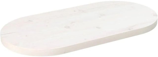 vidaXL Tischplatte aus Massivholz Kiefer in Weiß, Oval, B/T/H: 60 x 30 x 2,5 cm - Bild 1