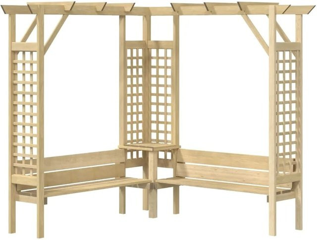 vidaXL Eckpergola mit Bank aus imprägniertem Kiefernholz, Farbe: Grün, B/T/H: 200 x 190 x 190 cm - Bild 1