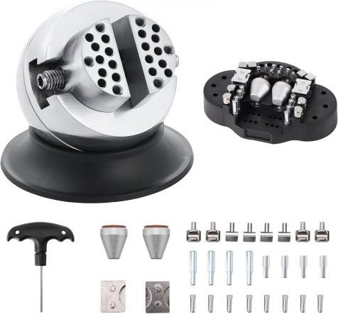 VEVOR Ball Vise Engraving Block Set mit 30 Zubehörteilen, 360 Grad rotierendes Gravurwerkzeug für Schmuck und Edelsteine, Farbe: Silber - Bild 2
