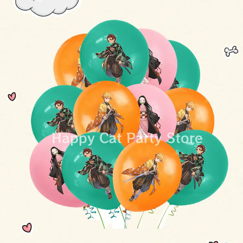 Fashnics Dämonentöter Latexballons Kimetsu no Yaiba Partydekoration für Geburtstag und Kinderfeier, mehrfarbig und rosa, 3er-Pack - Bild 1