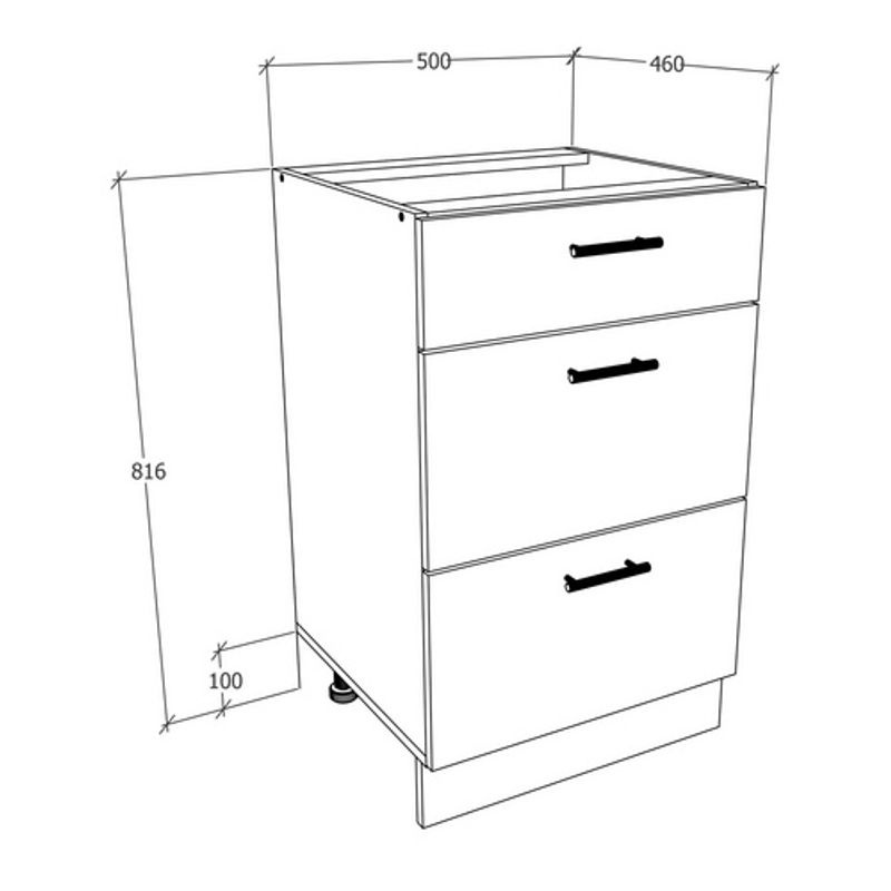 VCM Küchenschrank Esilo Unterschrank mit drei Schubladen in Beige, B/T/H: 50 x 46 x 82 cm - Bild 2