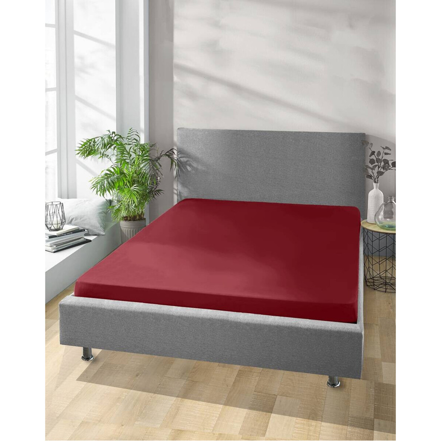 Pocoline Jersey Spannbetttuch aus Baumwolle in Rot, B/H/L: 180 x 28 x 200 cm - Bild 2
