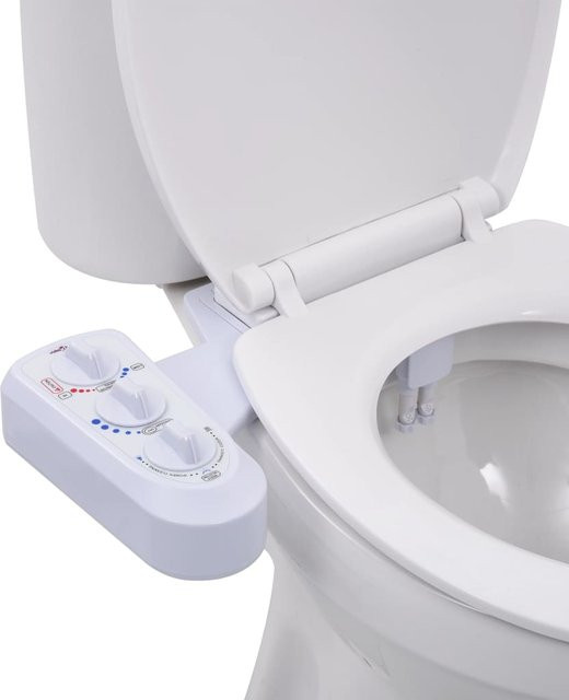 Yiwydaa Bidet-Aufsatz für Toilettensitz mit Warm- und Kaltwasser-Funktion und Doppeldüsen in Weiß - Bild 1