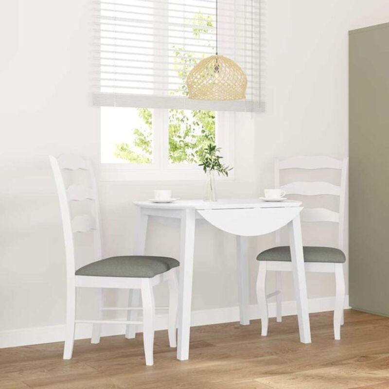 Set aus 2 Esszimmerstühlen von vidaxl in Weiß und Grau aus Massivholz mit Polsterung aus Stoff - Bild 1