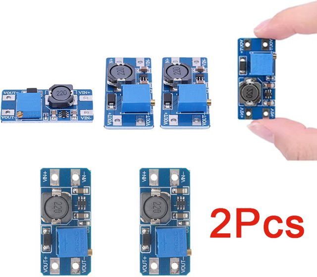 2 Stück MT3608 Einstellbare Boost Module DC-DC Step Up Converter mit 2A Max, Blau - Bild 1