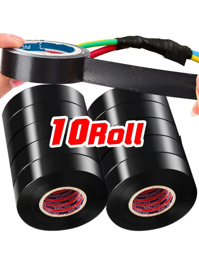 Elektrisches Isolierband aus schwarzem PVC, flammhemmendes und wasserdichtes selbstklebendes Kabelbaumband für industrielle Anwendungen, 10 Rollen - Bild 7