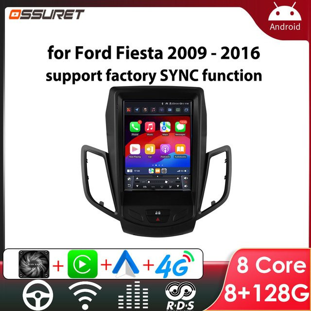 OSSURET Android Car Radio für Ford Fiesta 2009-2017 mit 9,7 Zoll Display, Multimedia Stereo mit Wireless CarPlay, 4G, WIFI und GPS, Schwarz - Bild 1