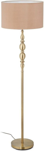 Relaxdays Stehlampe aus Eisen und Stoff in Beige und Gold mit Fußschalter, Höhe: 156 cm, Breite: 43 cm - Bild 1