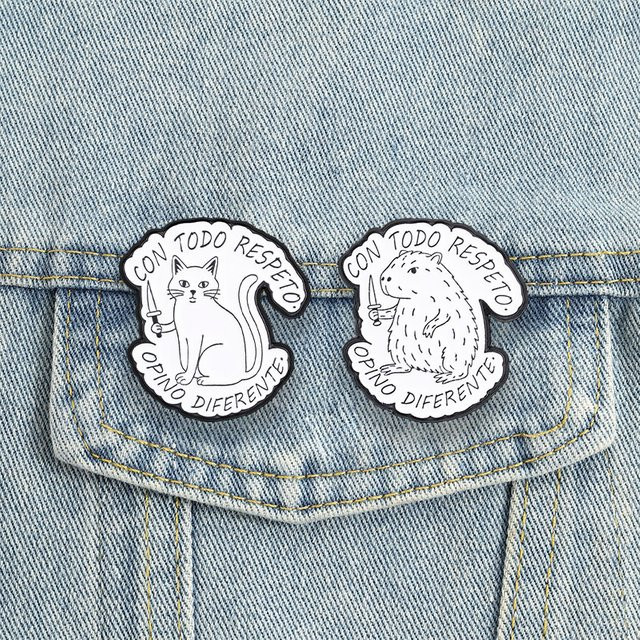 Miss Zoe Emaille-Pins, Capibara-Katzen-Reversnadeln, Unisex - Bild 1