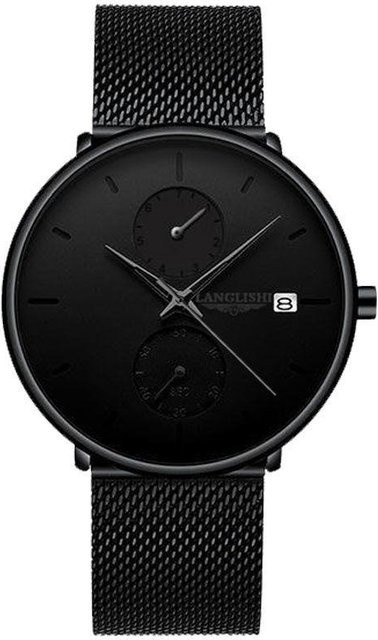 POEDAGAR Armbanduhr, Quarz, Edelstahl, Schwarz, 42 mm, Herren - Bild 1