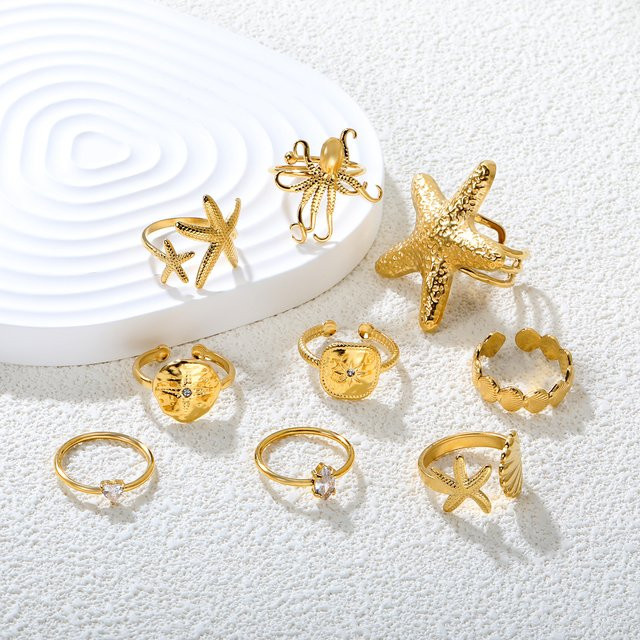 LUXUSTEEL Offener Ring, Edelstahl, Gold, Damen - Bild 1