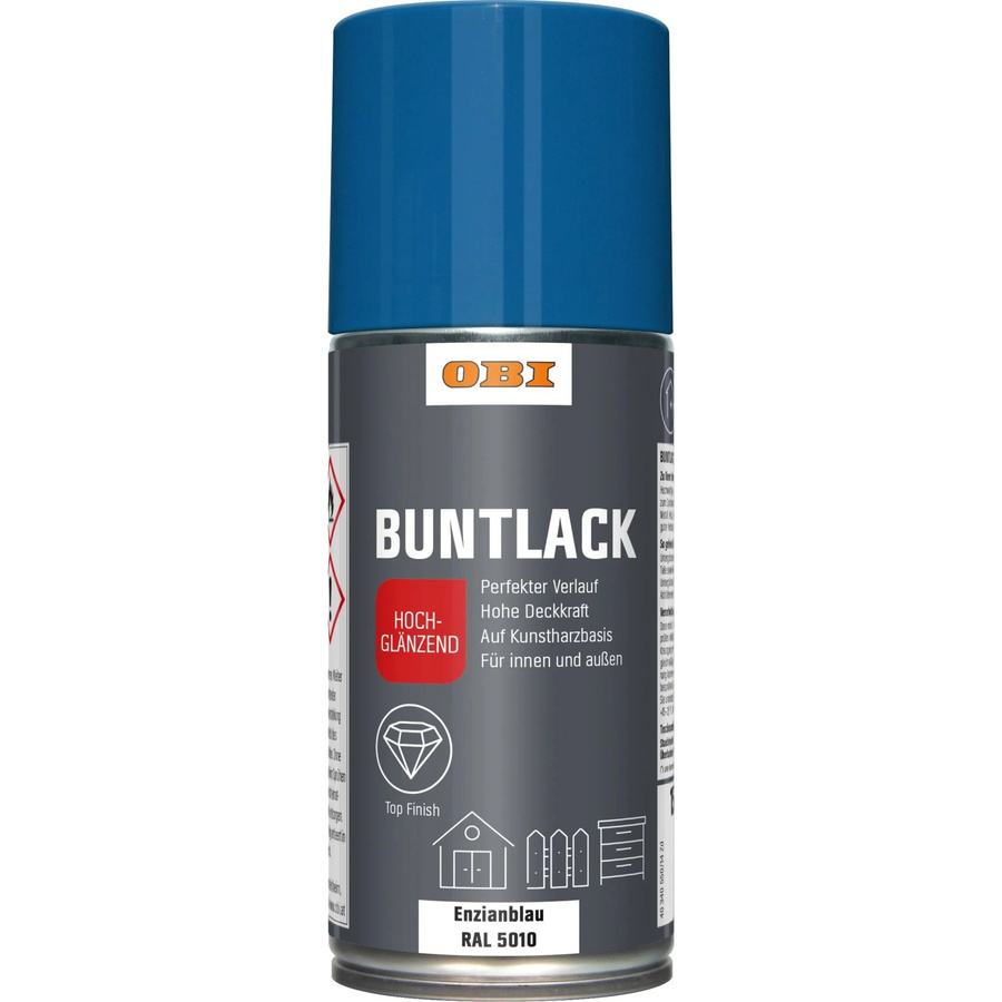 OBI Buntlack Spray RAL 5010 Enzianblau hochglänzend 150 ml - Bild 2