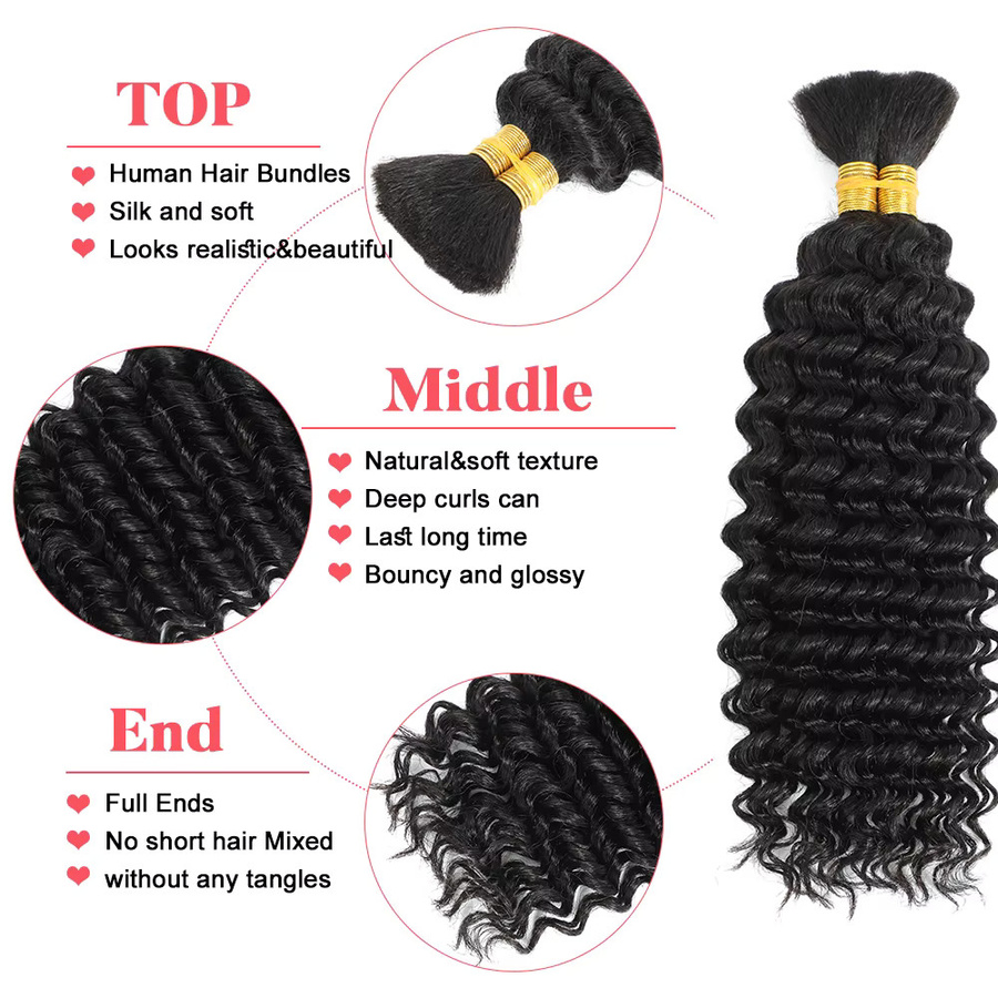 HALOQUEEN HAIR Echthaar-Bündel, tiefe Welle, 100 g, Unisex - Bild 2