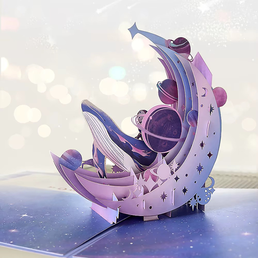 Star River 3D-Grußkarte zum Falten, DIY-Geburtstagskarte mit Sternenhimmel-Design in Lila und Mehrfarbig - Bild 3
