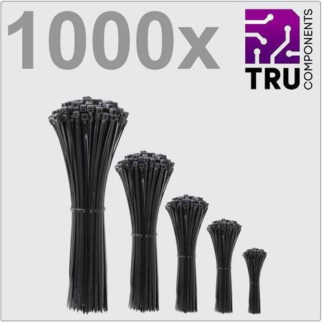 TRU COMPONENTS Kabelbinder Schwarz 3,6 mm UV-stabilisiert 1000 Stück - Bild 1