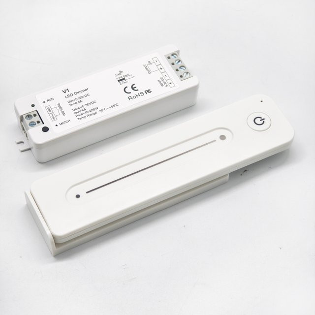 MJJCLED V1 LED Dimmer PWM Controller für einfarbige Lichtstreifen mit 2,4G RF Drahtloser Touch Fernbedienung in Schwarz oder Weiß - Bild 1