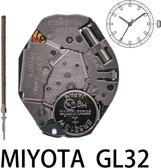 Miyota GL32 Slim Quarz-Uhrwerk, Silber, Messing, Uhrenreparatur-Zubehör - Bild 1