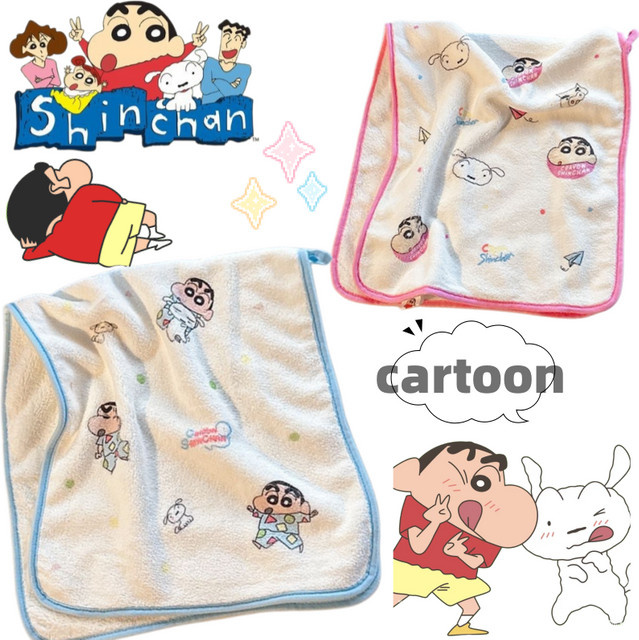 Bandai Crayon Shin-chan Handtuch mit Shin-chan und Pochi Motiv, schnell trocknend und wasserabsorbierend - Bild 1