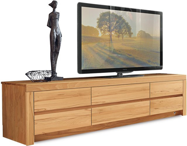 Lowboard SORAGA aus Massivholz Kernbuche in Weißlack, Modernes Design für dein Wohnzimmer - Bild 1