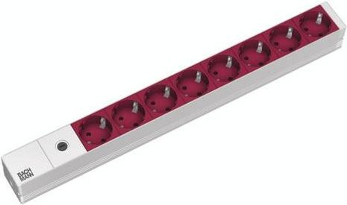 Bachmann Steckdosenleiste mit 8 Fächern in Rot, Modell 333.410 mit IEC C14 Anschlüssen - Bild 2