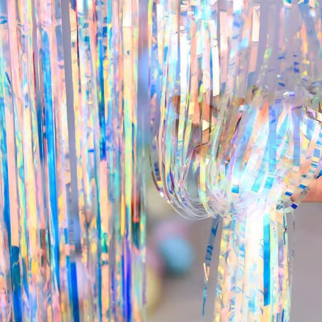 Bunter metallischer Lametta-Fransenvorhang von youyouhuan in Blau und Multicolour für deine Party-Dekoration - Bild 1