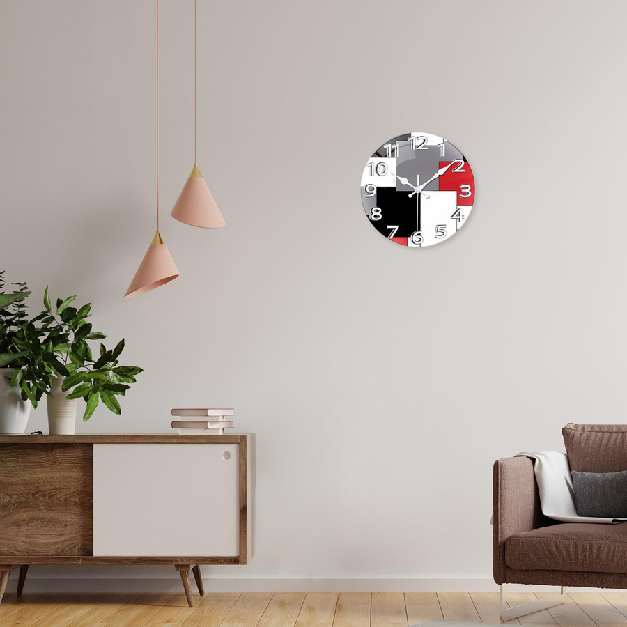 Linyi Toy Wandbild mit abstraktem geometrischem Muster aus gehärtetem Glaskristall in Rot, Schwarz und Grau, Durchmesser: 40,64 cm - Bild 3