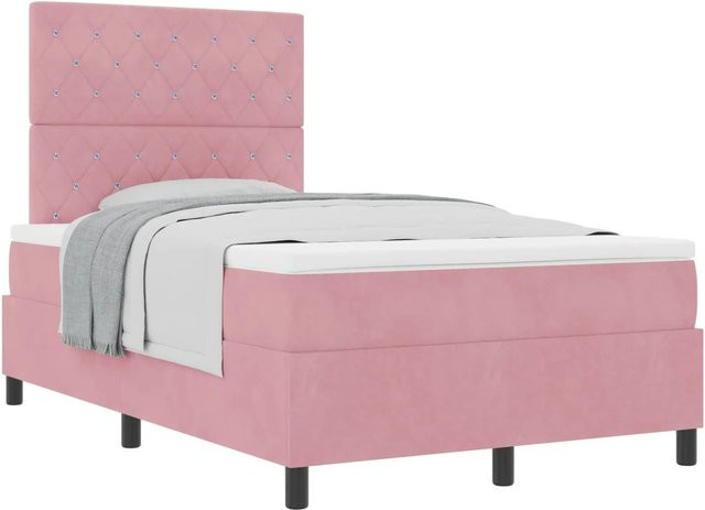 vidaXL Boxspringbett mit Matratze und Kopfteil in Rosa, B/T/H: 120 x 190 x 280 cm - Bild 1