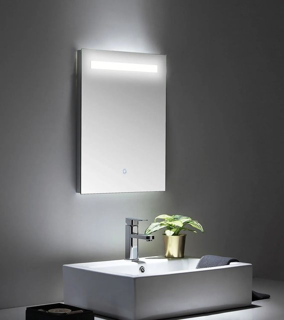 Posseik LED-Lichtspiegel mit Touch-Bedienung, Weiß, B: 45 cm, H: 60 cm - Bild 1